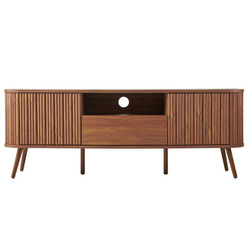 Damien 70 in. Farmhouse Curved TV Stand with Drawer and Storage Doors Fits TVs up to 75 in. with Cable Management - JONATHAN Y
